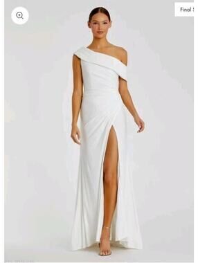 NWT Mac Duggal Off Shoulder White High Slit Dress Size 4